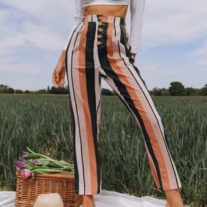 SHEIN Button Fly Striped Cropped Pants ✨